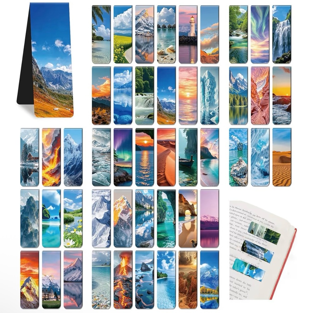 🍪 Scenic Nature Magnetic Bookmarks - Assorted Set of 6 - Picture 1 of 6
